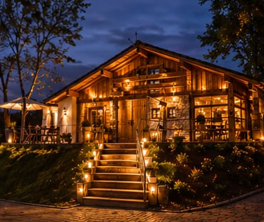Almhütte bei Nacht
